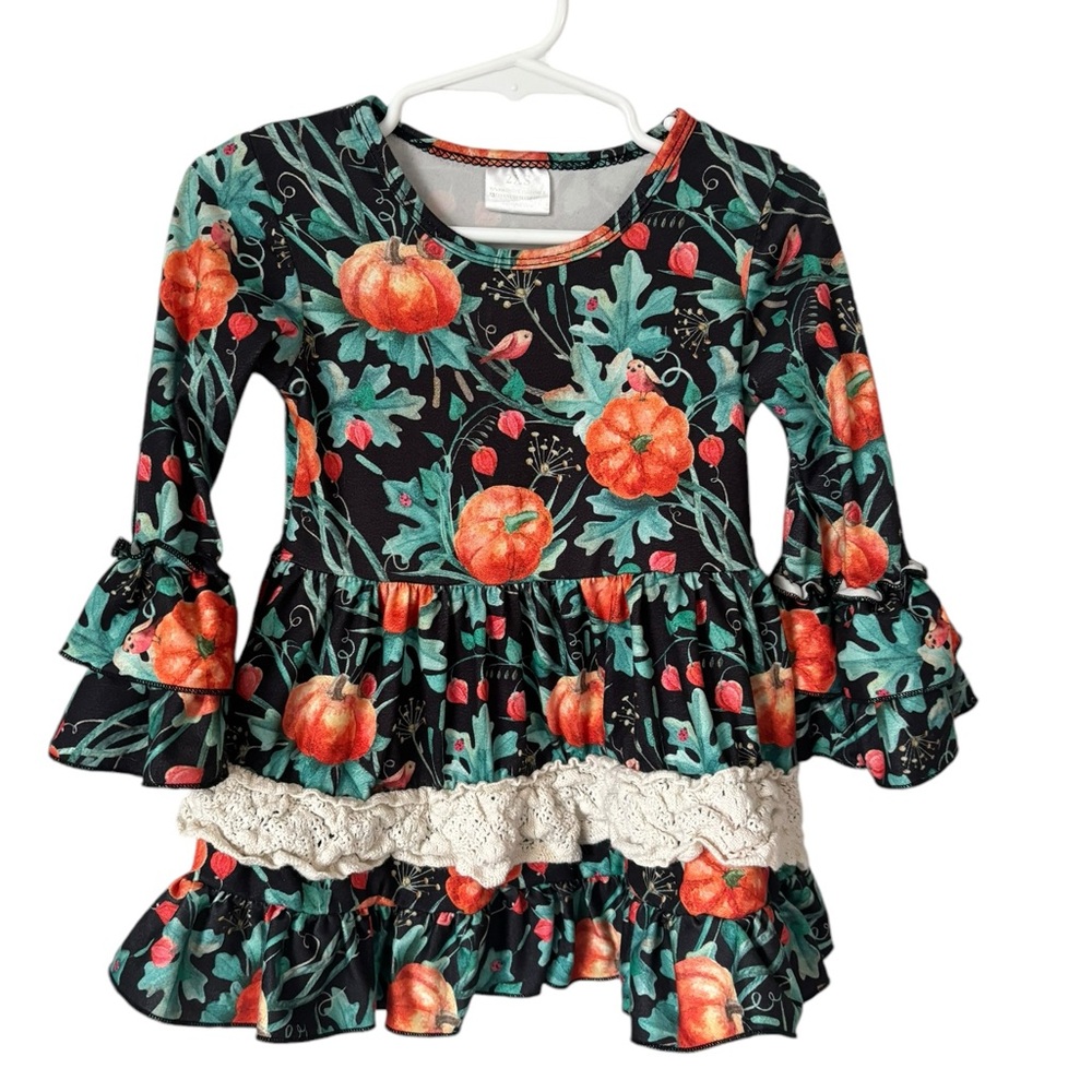 Toddler Dress Size 18-24m Thanksgiving Holiday Pumpkins Long Sleeve